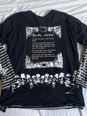 Hot Topic Black White Death Note Long Sleeve Shirt